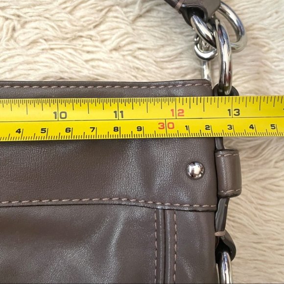 Coach Zoe Taupey Gray Leather 2-Way Hobo ATB Shoulder Bag Purse - 12.5” x 10” - Picture 9 of 12